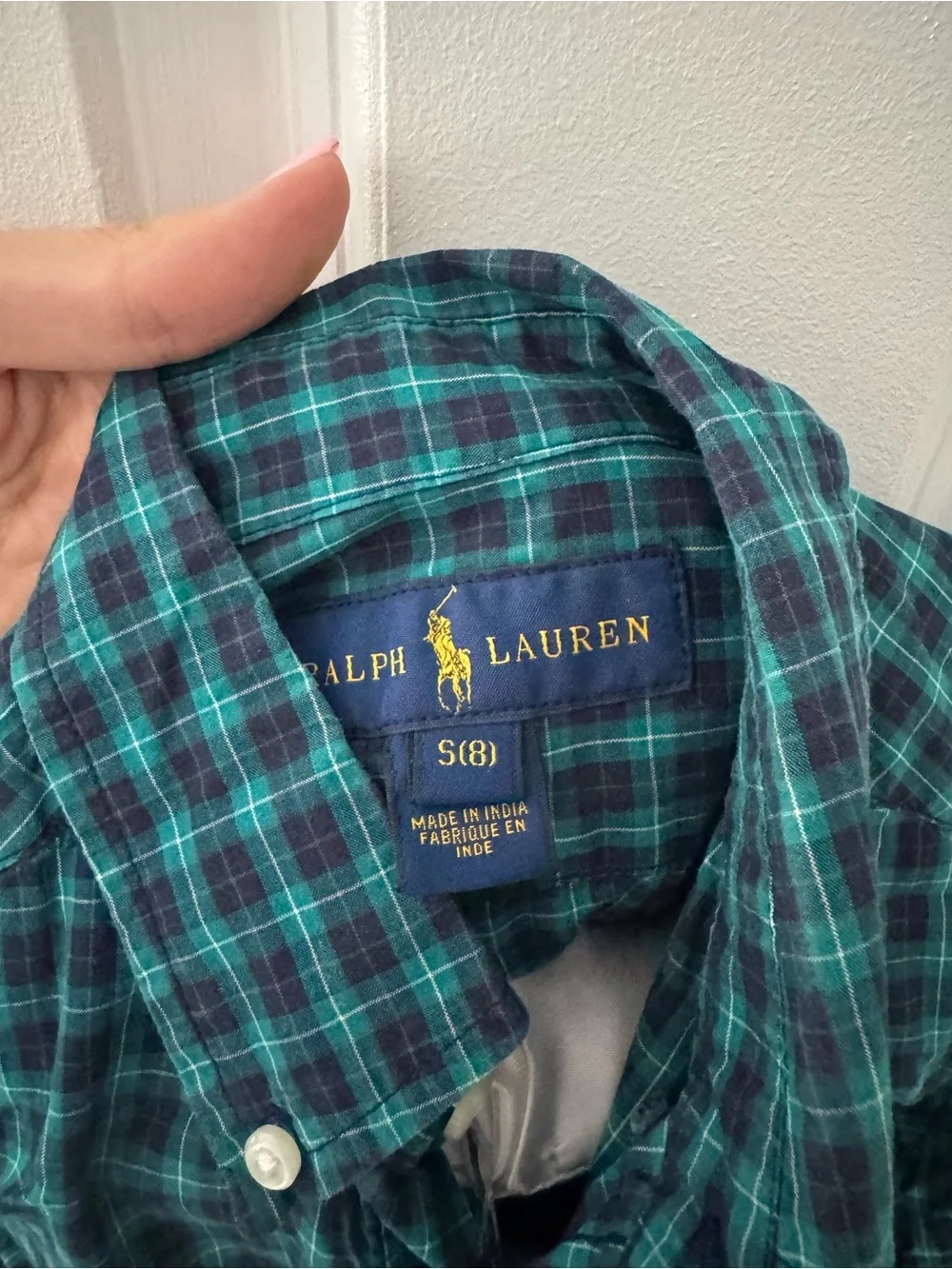 Ralph Lauren Teal & Navy Plaid Button-Down Shirt